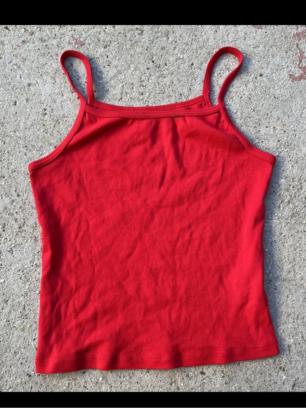 RLT Brianna Tank Top Red Women's Small Made in USA Spaghetti Cami Chic Model